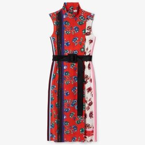 EUC Derek Lam 10 Crosby Goal floral silk midi dress with mandarin collar